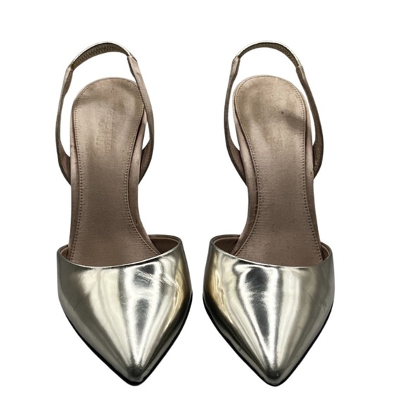 Giambattista Valli heels |Gold Leather Slingback Stiletto Heels - Picture 6 of 12